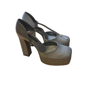 Charles & Keith Chunky Silver Platform High Heels Size 39 9